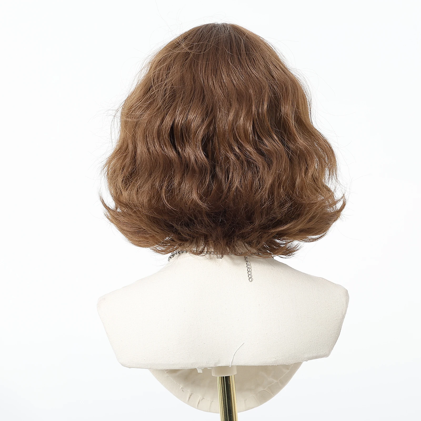 Honey Brown Synthetic Wigs Short Wavy Wig For Women Cosplay Party Daily Natural Fake Hair With Bangs Lolita Wig Heat Resistant thumbnail 2