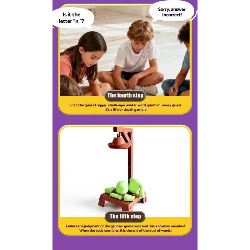 New Cowboy Magnetic Mysterious Executioner Guessing Game, Gallows Collapse Tabletop Word Game, Family Party Game, Christmas Toy thumbnail 5