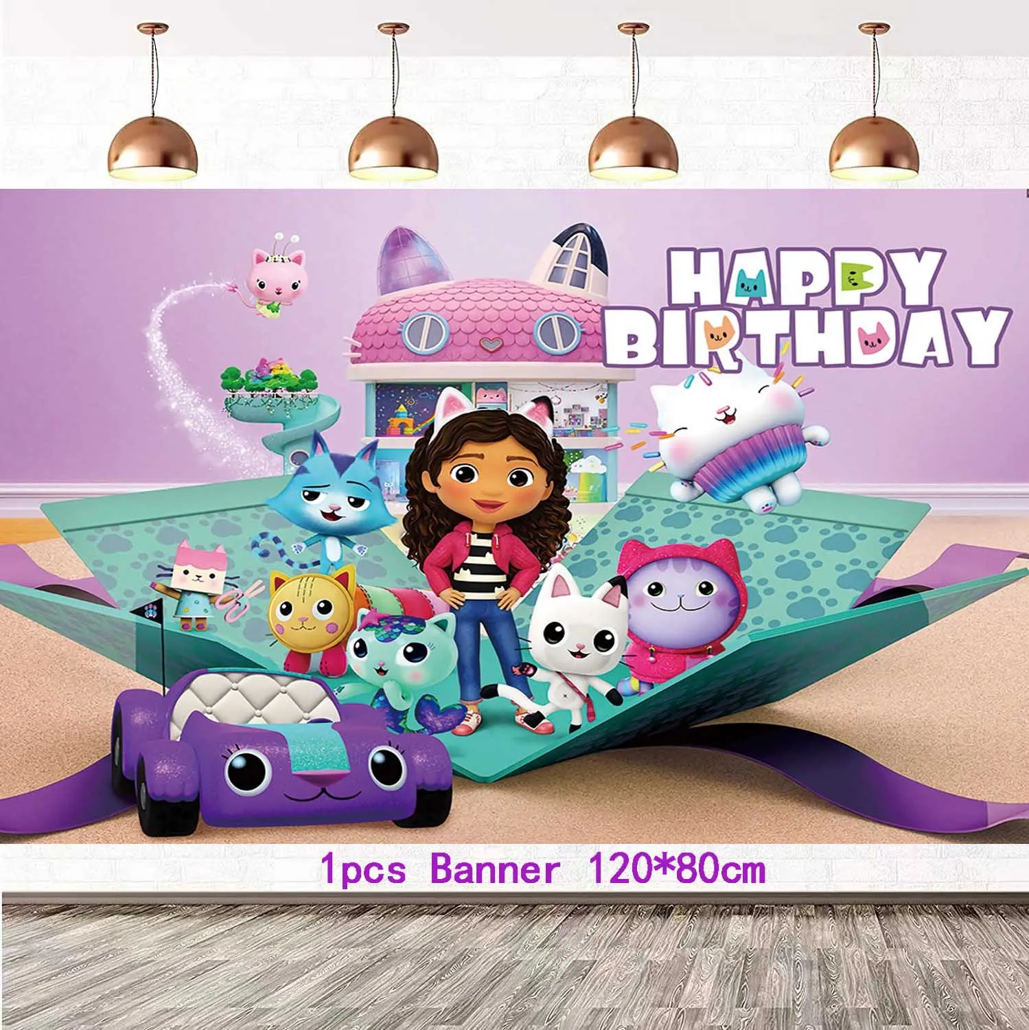 Gabby Dollhouse Birthday Decoration  Balloons Disposable Tableware Cups Plate Napkin Kit Decor Girls Favors Birthday Supplies thumbnail 4
