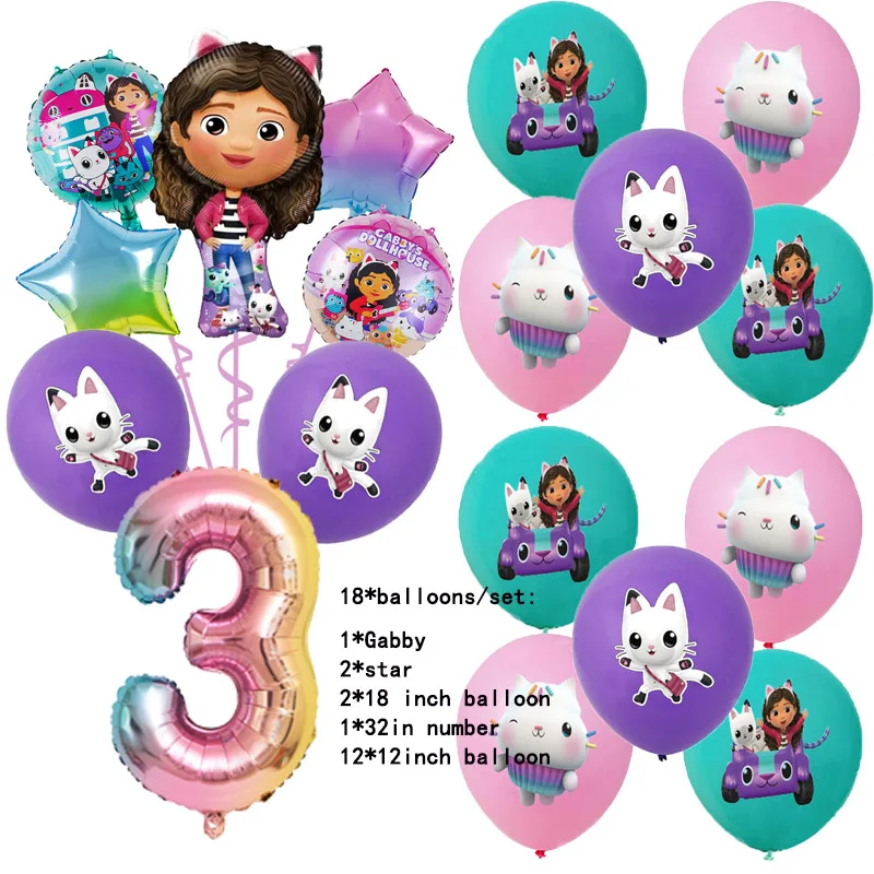 Gabby Dollhouse Birthday Decoration  Balloons Disposable Tableware Cups Plate Napkin Kit Decor Girls Favors Birthday Supplies thumbnail 3