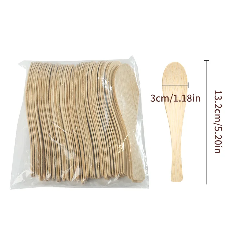 50/100pc Soup Spoon Disposable Bamboo Soup Spoons Compostable 100% Biodegradable Renewable Natural Travel Tableware Eco-Friendly thumbnail 6