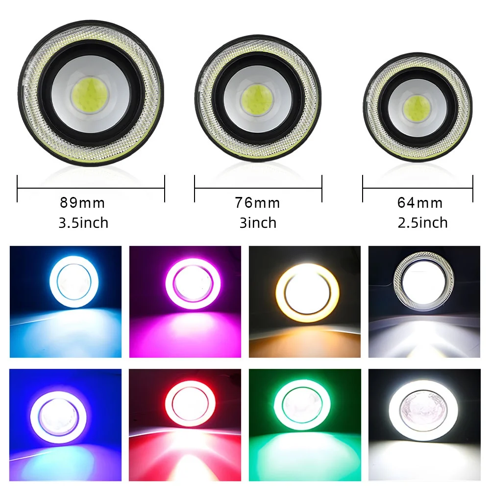 3 Inch Car Angel Eyes Fog Lamp DRL Led 12V Headlamps Halo Angel Eyes Rings Headlights Daytime Running Day Light Turn Signal thumbnail 6