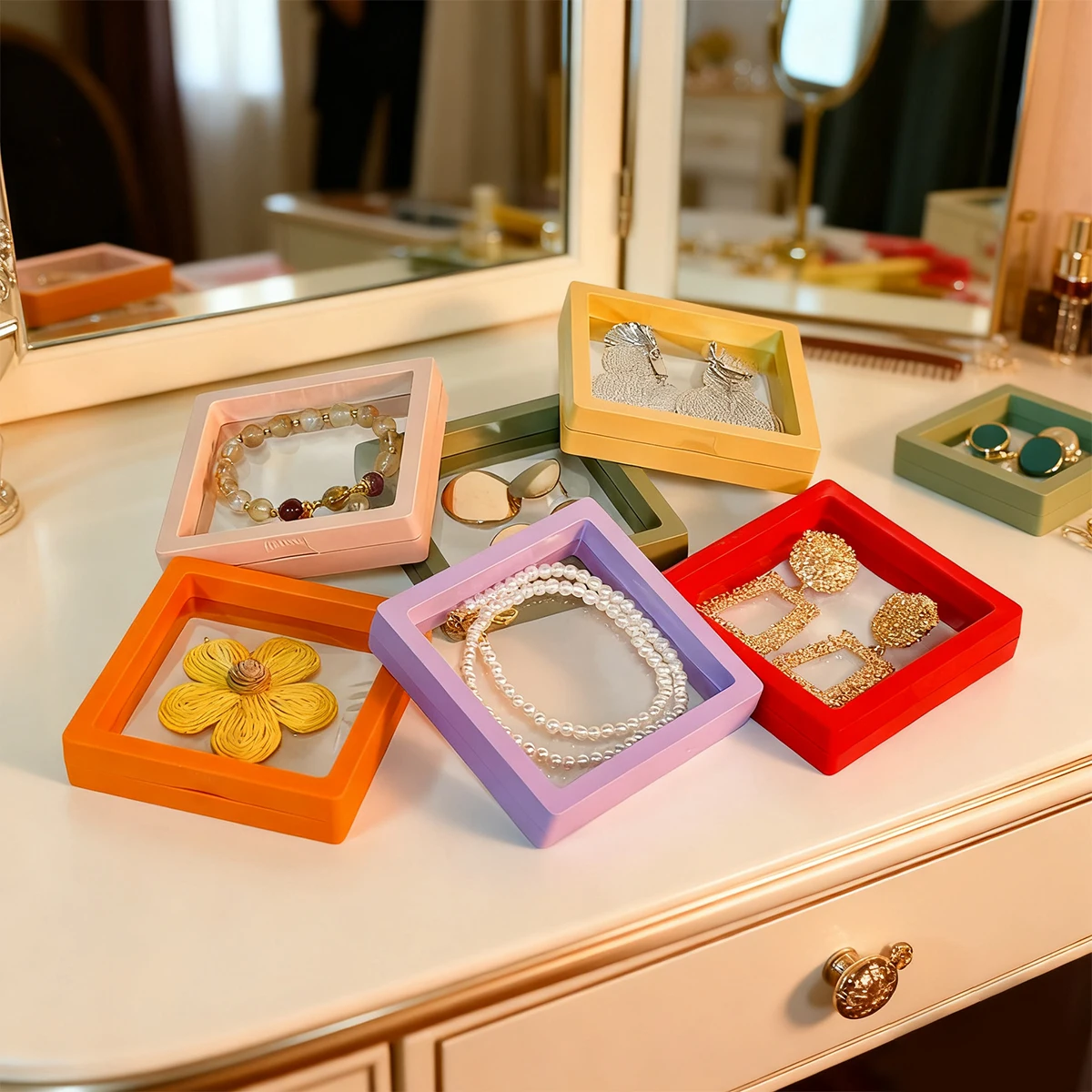 10pcs Color 3D Suspended Jewelry Box Multi Specification Elastic Stretch Earrings Rings Broochs Bracelets Nail Art Storage Box thumbnail 3