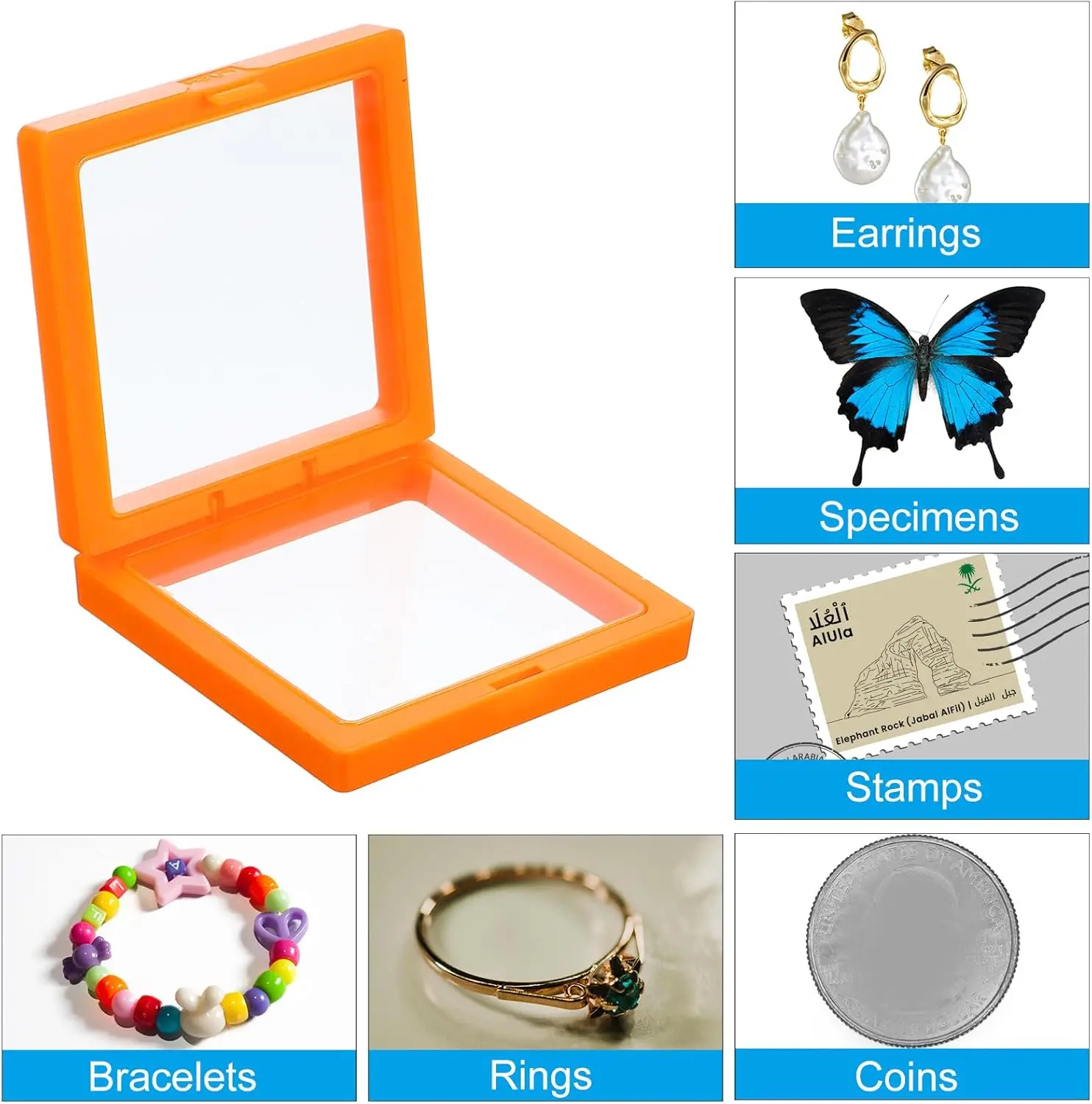 10pcs Color 3D Suspended Jewelry Box Multi Specification Elastic Stretch Earrings Rings Broochs Bracelets Nail Art Storage Box thumbnail 5
