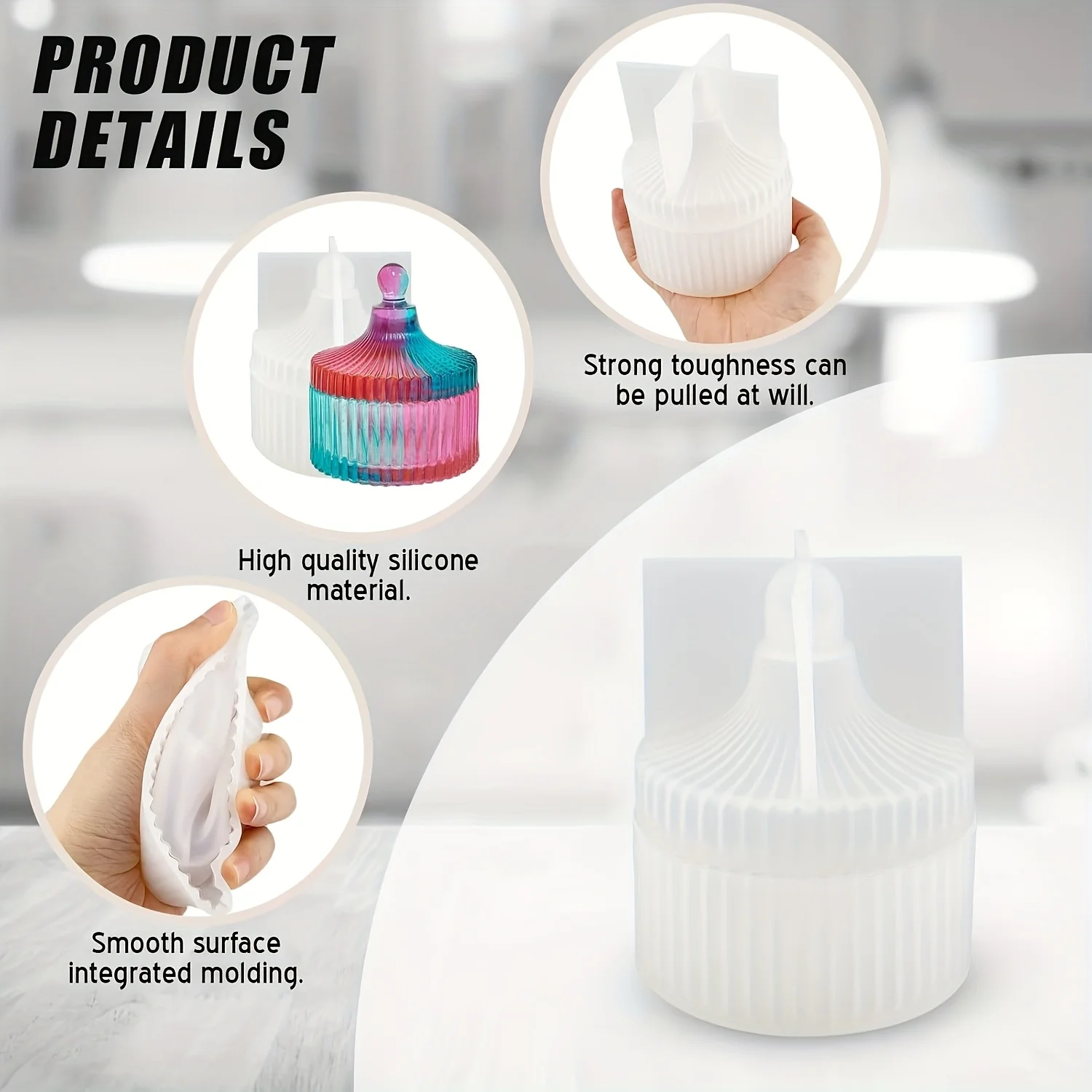 One set of resin box molds, round jewelry box storage boxes, DIY art casting water drop container molds, candle cans thumbnail 4