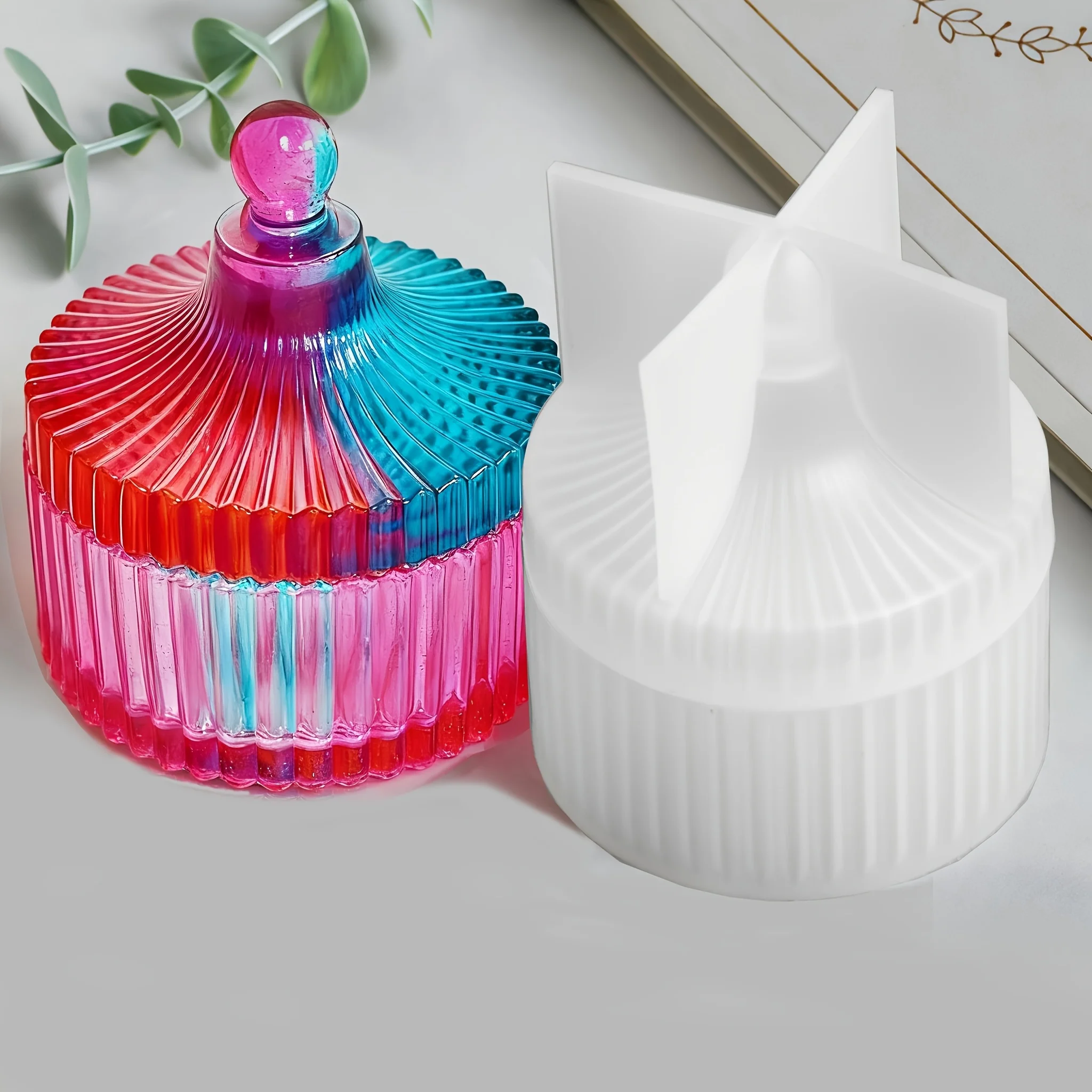 One set of resin box molds, round jewelry box storage boxes, DIY art casting water drop container molds, candle cans thumbnail 2