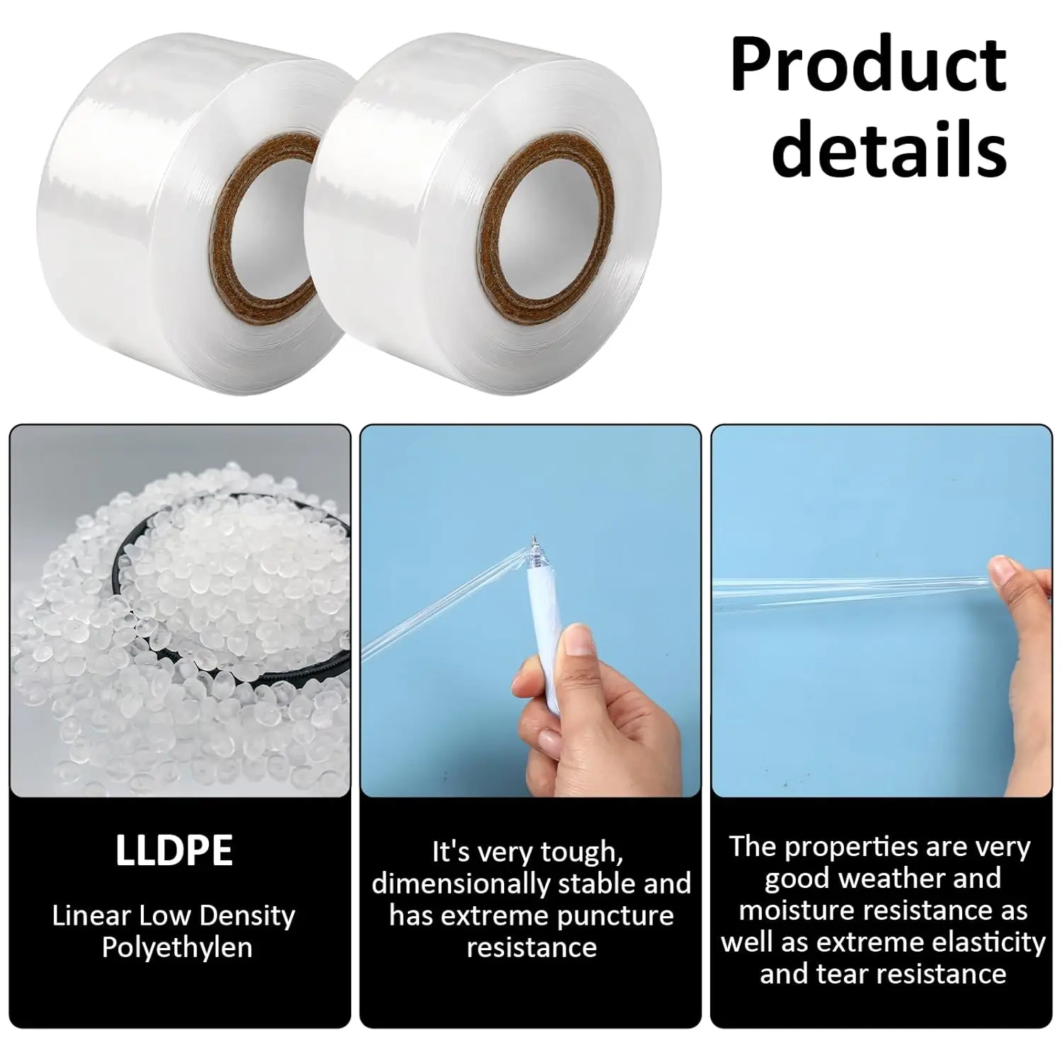 200m Length Eco-Friendly Biodegradable Grafting Tape Graft Membrane Gardening Bind Belt PE Grafting Tape Packaging wrapping film thumbnail 3
