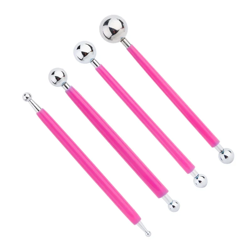 For Embossing Pattern 4 Pcs Point Drill Creasing Pen With DIY Ball Styluses Tools Spiral Double Head Clay Sculpting Tools thumbnail 4