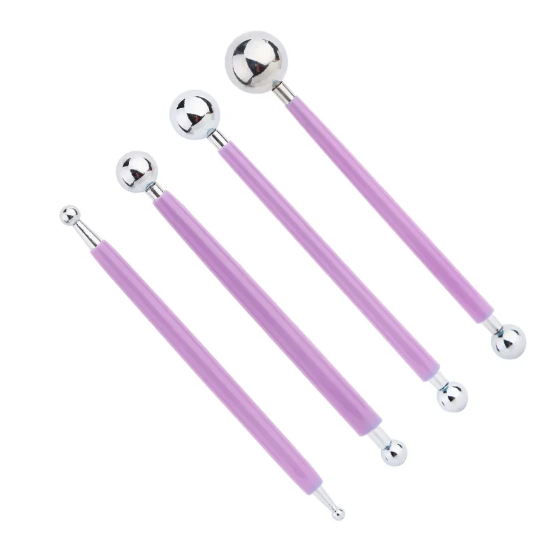 For Embossing Pattern 4 Pcs Point Drill Creasing Pen With DIY Ball Styluses Tools Spiral Double Head Clay Sculpting Tools thumbnail 5