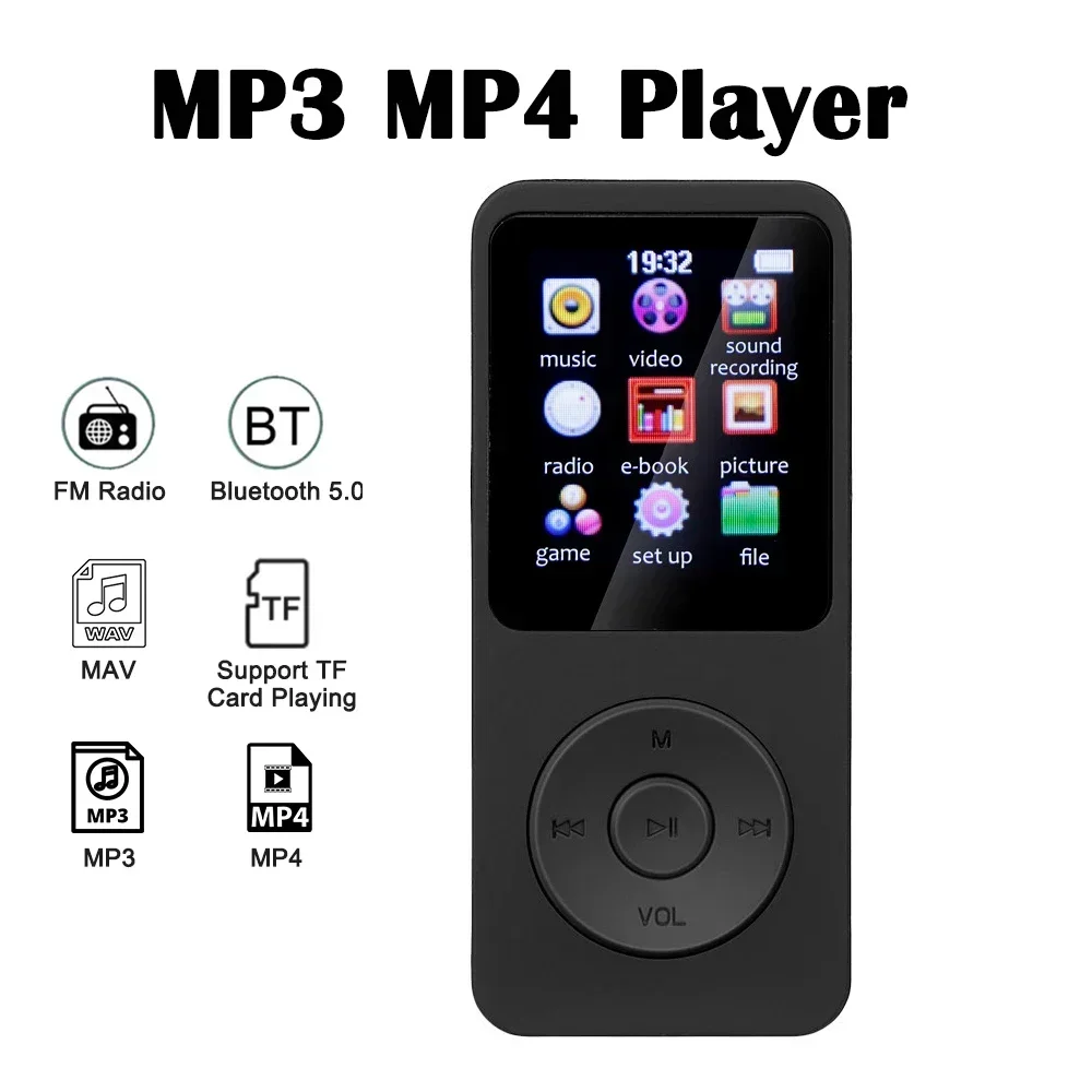 Portable Mini MP3 Player HiFi Music Walkman Bluetooth 5.0 Support Two-Way Transmission FM Radio Voice Recorder eBook Auto Browse