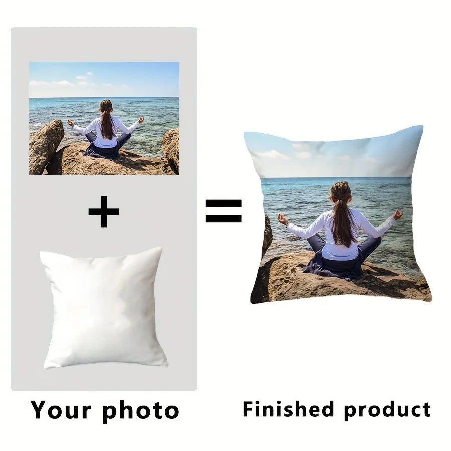 Customized Photo DIY  Pillow Cover with Wedding Photo, Valentine'S Day Anniversary Gift Pillowcase Decorative Cushion Cover thumbnail 5