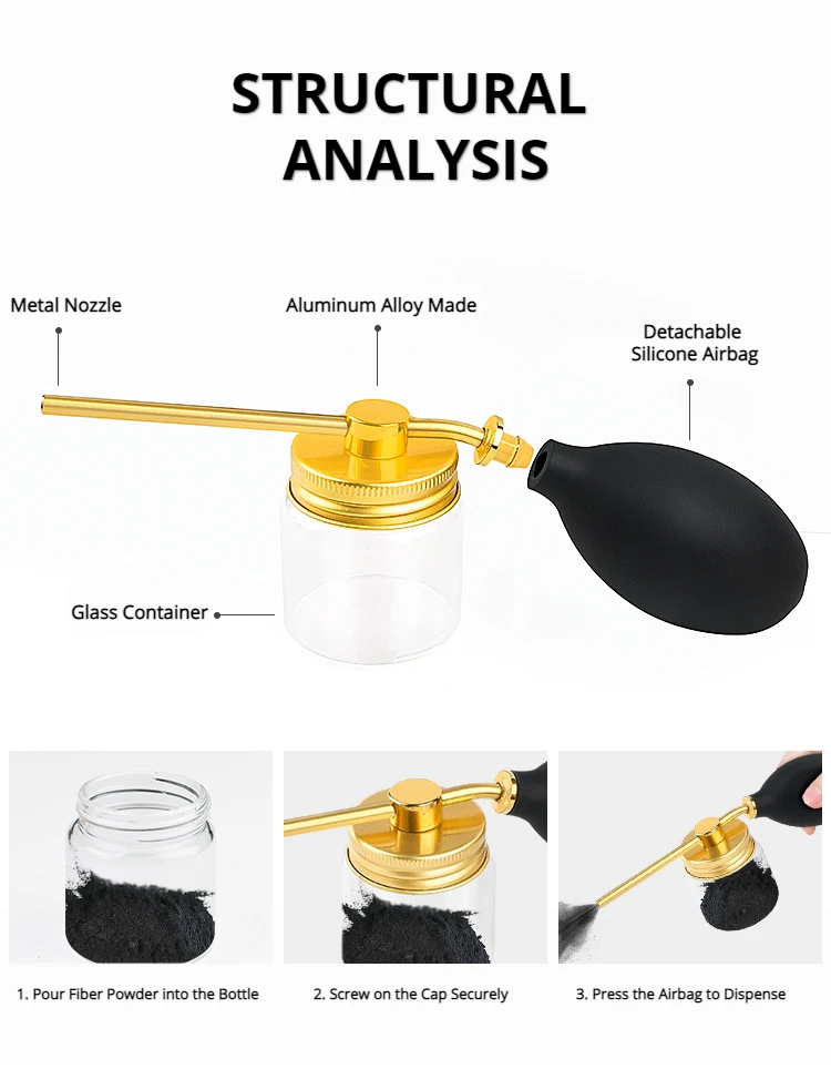 Refillable Barber Powder Spray Bottle Hair Building Fiber Applicator Talc Powder Blower Puffer Tools Salon Accessories thumbnail 4