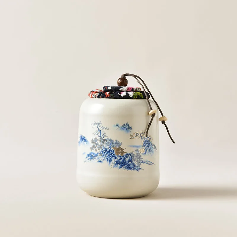 Chinese Ceramic Tea Pot Moisture-proof Home Pu 'er Green Tea Longjing Storage Tank Living Room Coffee Table Decoration Teaware thumbnail 2