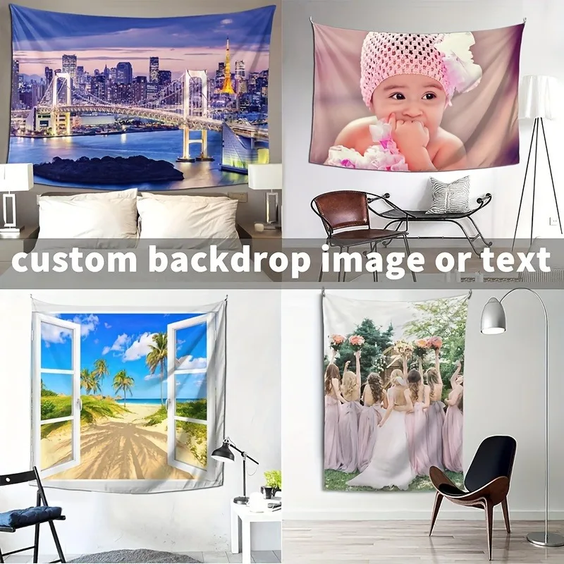 Custom Tapestry Personalized Photo Tapestrys Anniversary, Birthday, Wedding Party Decoration Background Banner Home Decor thumbnail 5