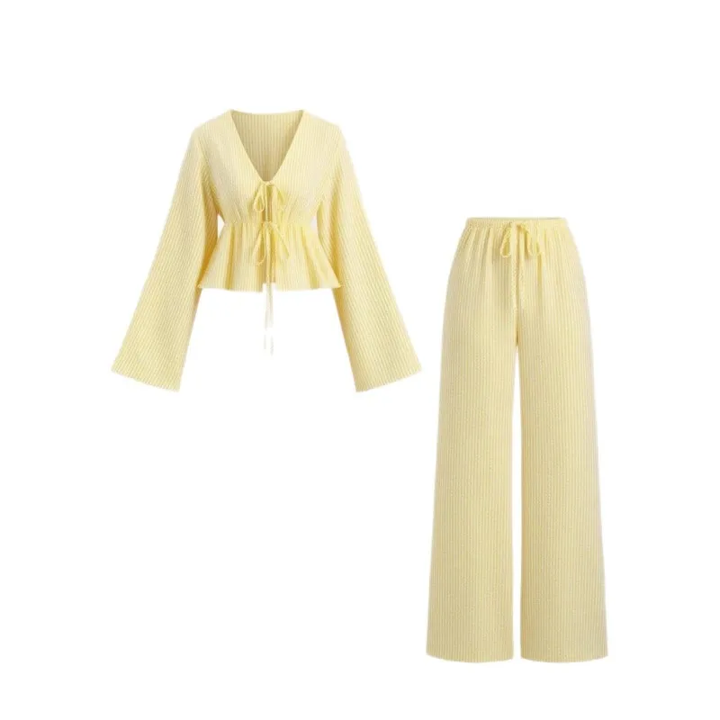 Striped Leace-up New In Matching Sets 2 Pieces Set For Woman Two Piece Outfits Simple Style All-match Casual Commuting Office thumbnail 2
