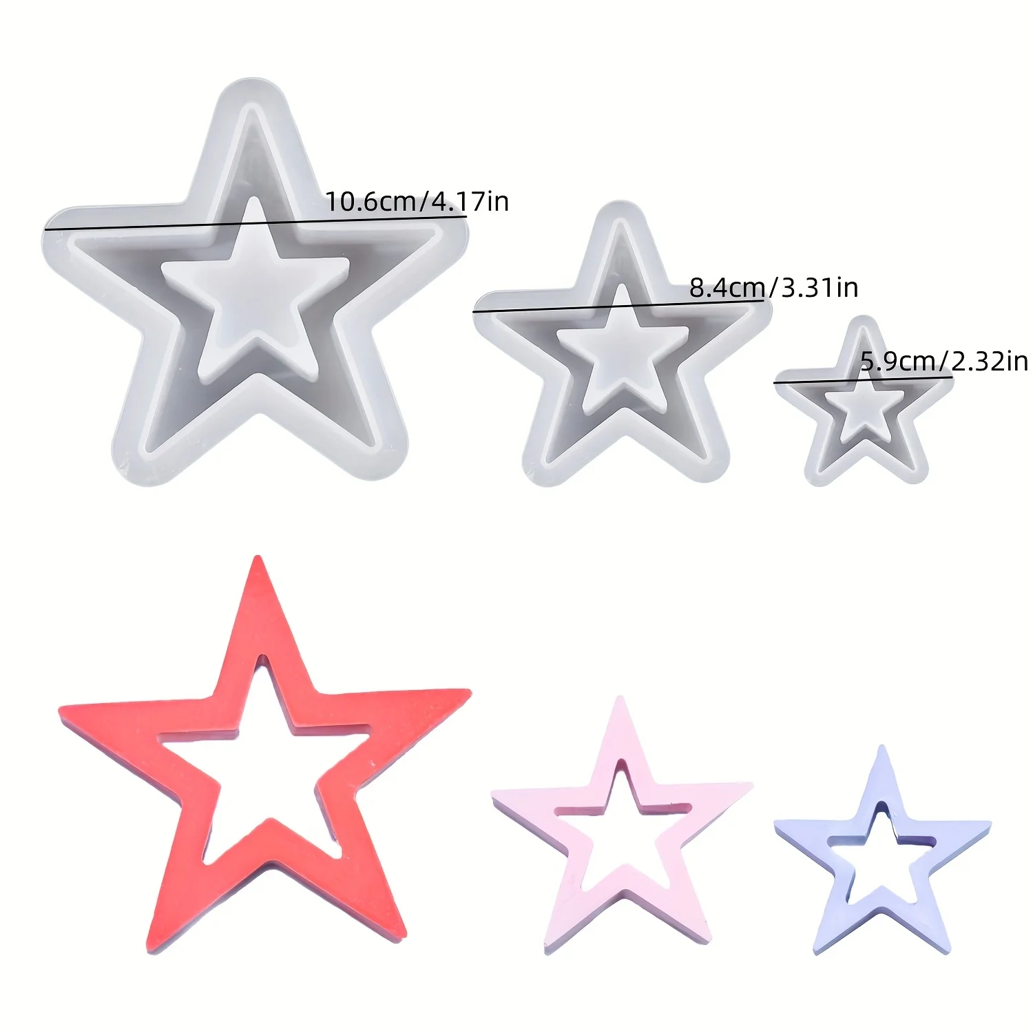Silicone Hollow Star Molds for DIY Crafts - Pentagram Shaped Resin, Gypsum & Clay Casting Molds for Christmas Tree Decorations thumbnail 4