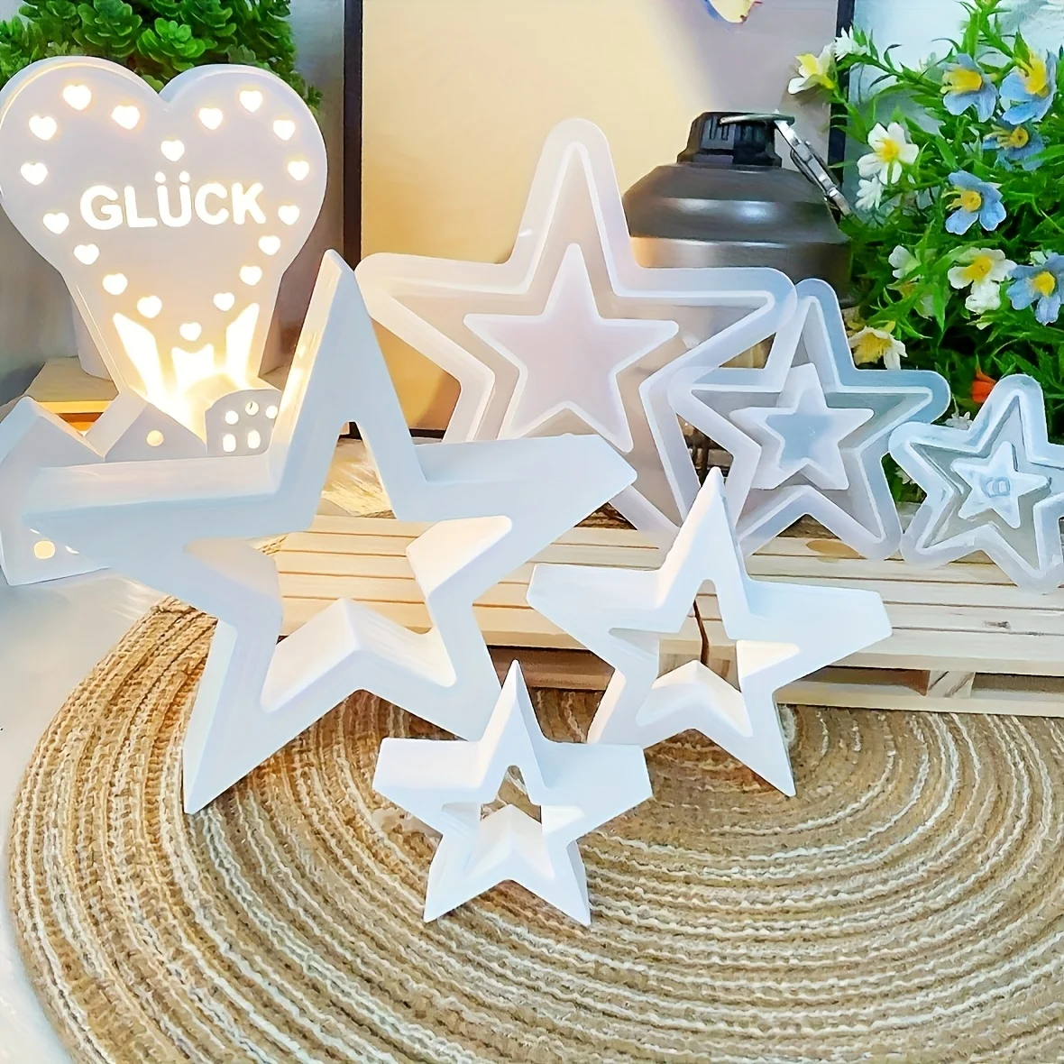Silicone Hollow Star Molds for DIY Crafts - Pentagram Shaped Resin, Gypsum & Clay Casting Molds for Christmas Tree Decorations thumbnail 2