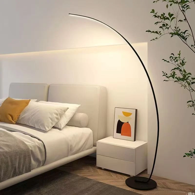 Nordic Modern Arc Shape Floor Lamp Led Dimmable Remote Control Standing Light For Living Room Bedroom Sofa Study Decor Lighting thumbnail 4