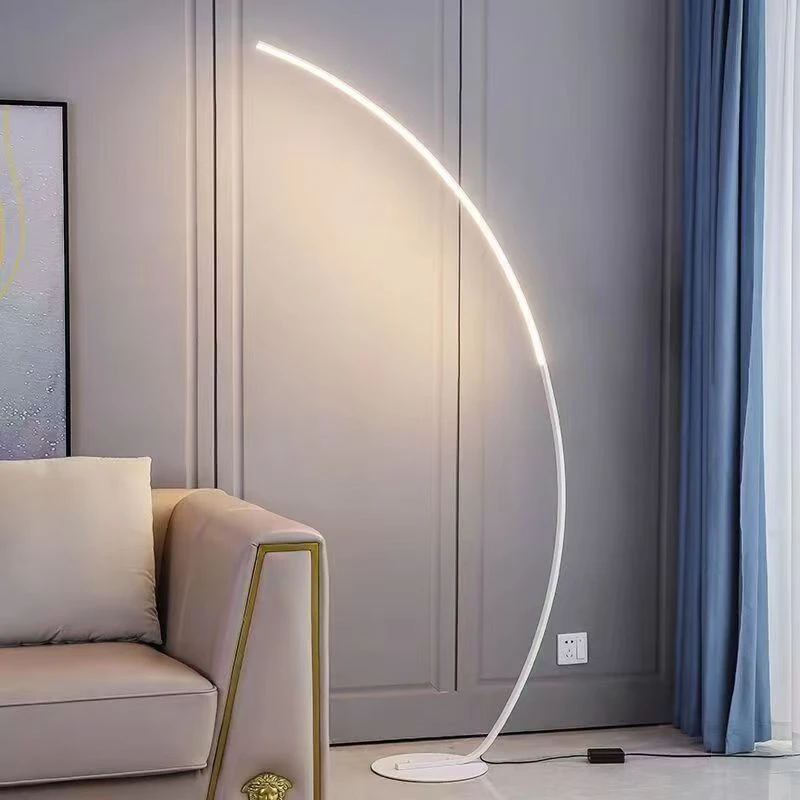 Nordic Modern Arc Shape Floor Lamp Led Dimmable Remote Control Standing Light For Living Room Bedroom Sofa Study Decor Lighting thumbnail 3