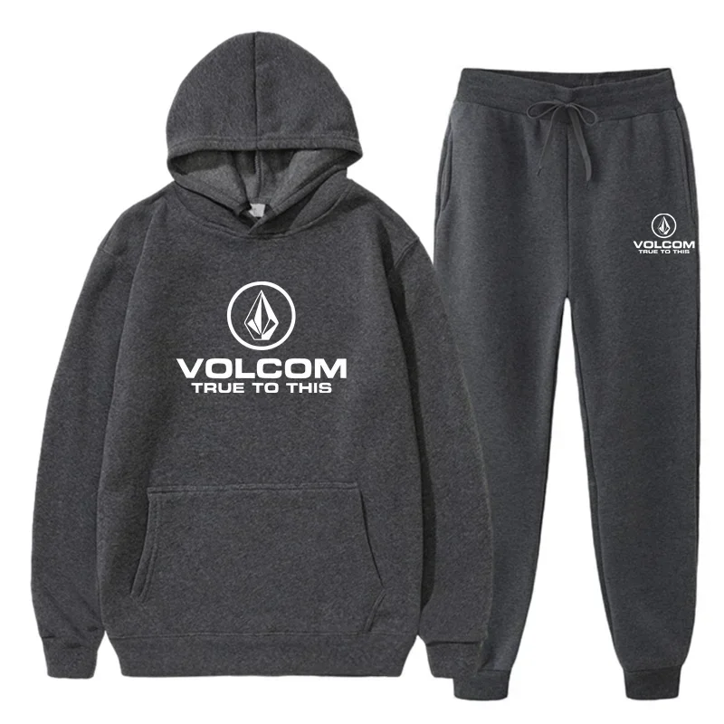 2025 new Volcom men's sports and leisure suit men's fashion suit men's autumn new two-piece set hooded thumbnail 2
