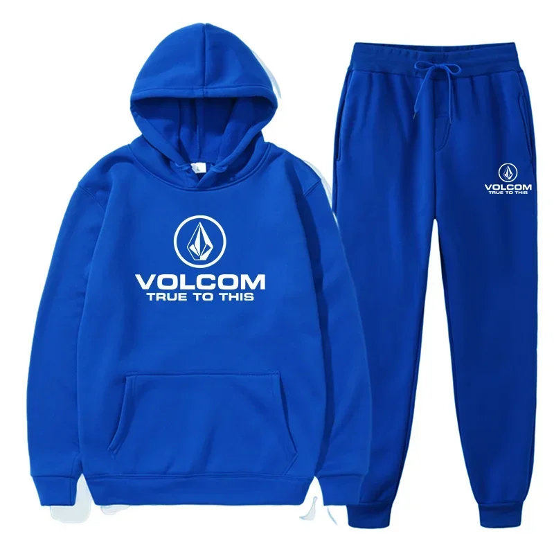 2025 new Volcom men's sports and leisure suit men's fashion suit men's autumn new two-piece set hooded thumbnail 3