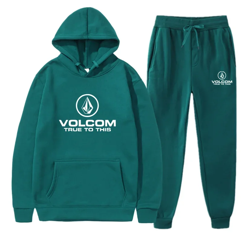 2025 new Volcom men's sports and leisure suit men's fashion suit men's autumn new two-piece set hooded thumbnail 5