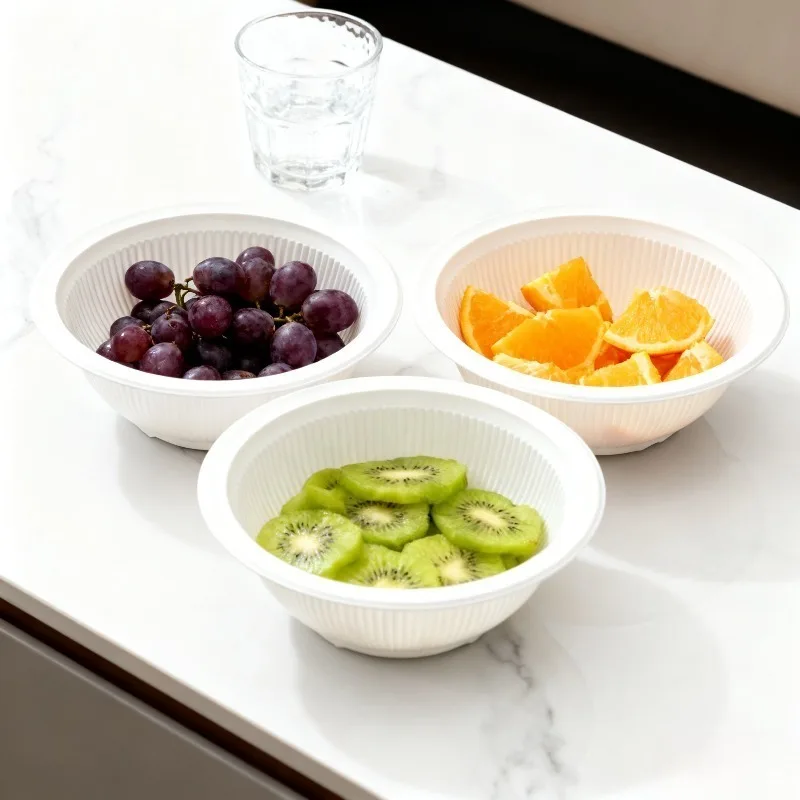 20/40PCS Disposable White Plastic Bowls PP Material Circular Bowls Suitable Family Gatherings Picnics Camping Ice Cream Fruits thumbnail 5