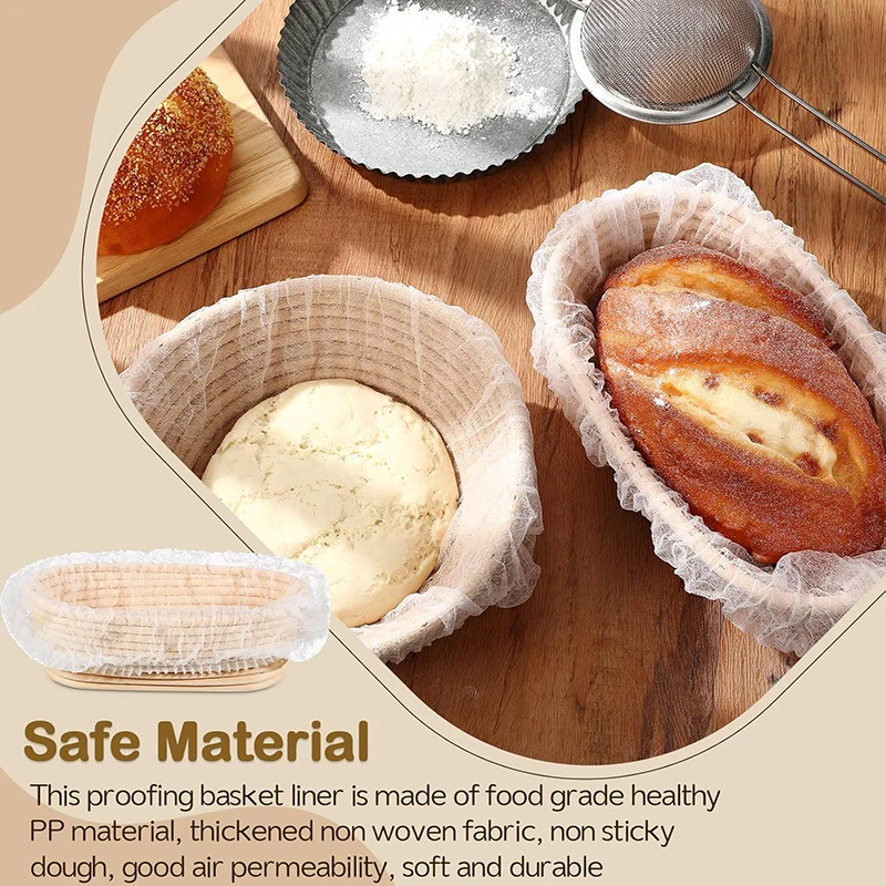 100Pcs Bread Proofing Basket Cloth Liner, Disposable Non-Stick Dough Cover for Sourdough Bread Making - Baking Supplies thumbnail 5