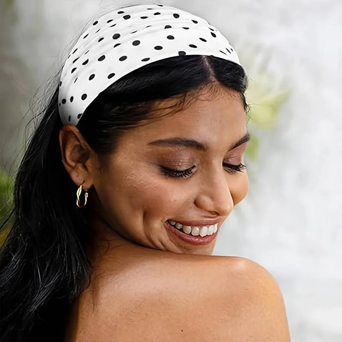 Y2K Retro Boho Breeze Wind Dot Stretch Women's Hairbands Korean Ins Fashion Wide Headbands Yoga Sports Dating Hair Accessories thumbnail 4