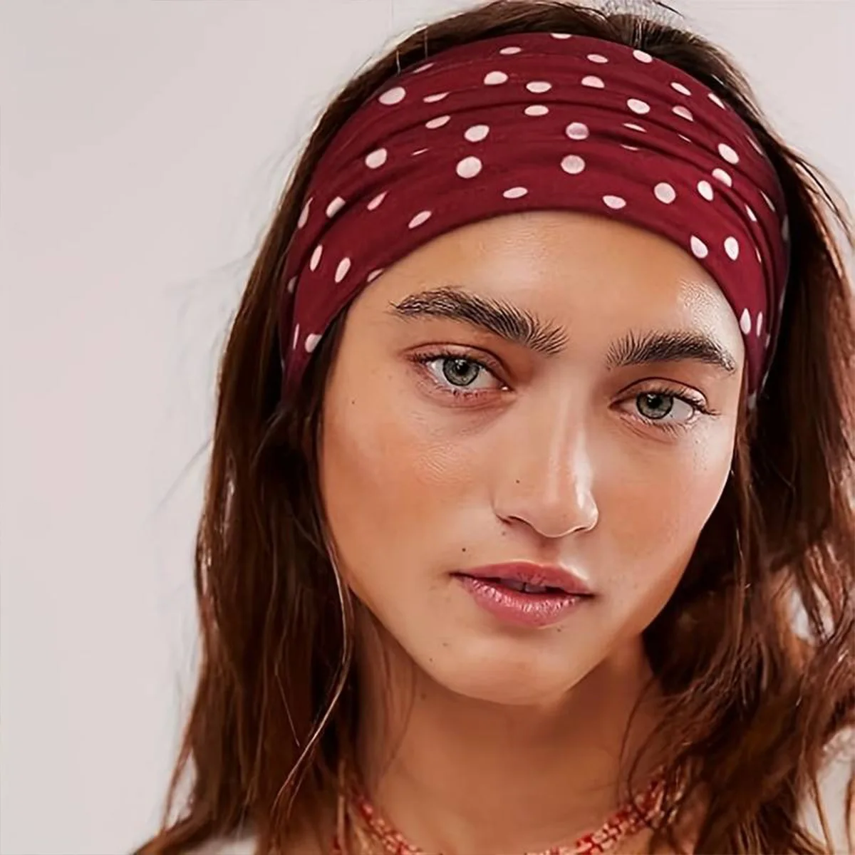 Y2K Retro Boho Breeze Wind Dot Stretch Women's Hairbands Korean Ins Fashion Wide Headbands Yoga Sports Dating Hair Accessories thumbnail 5