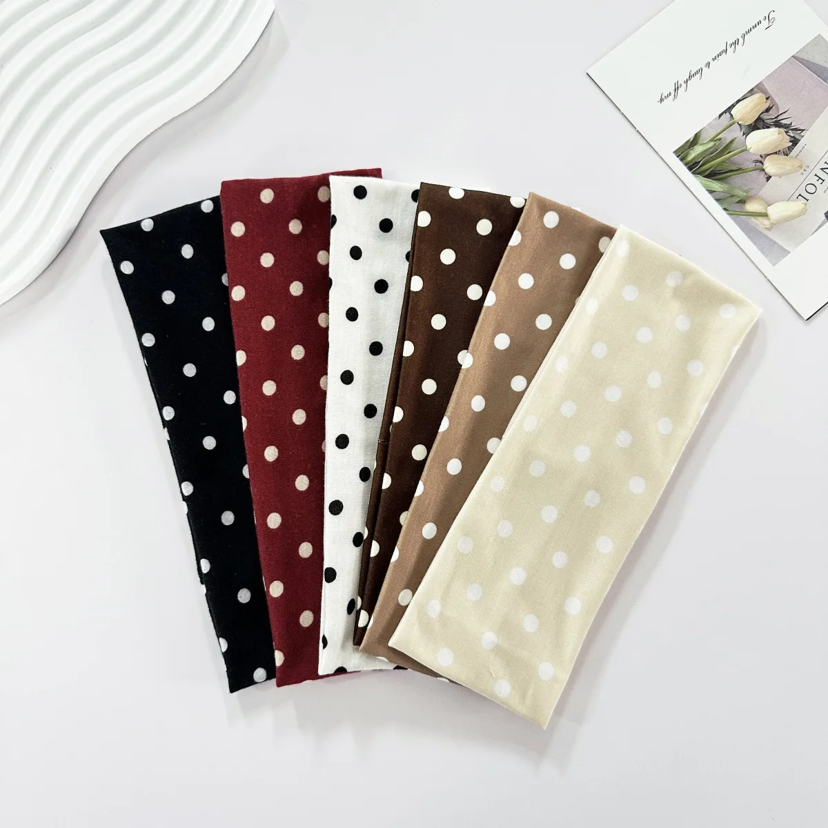 Y2K Retro Boho Breeze Wind Dot Stretch Women's Hairbands Korean Ins Fashion Wide Headbands Yoga Sports Dating Hair Accessories thumbnail 6