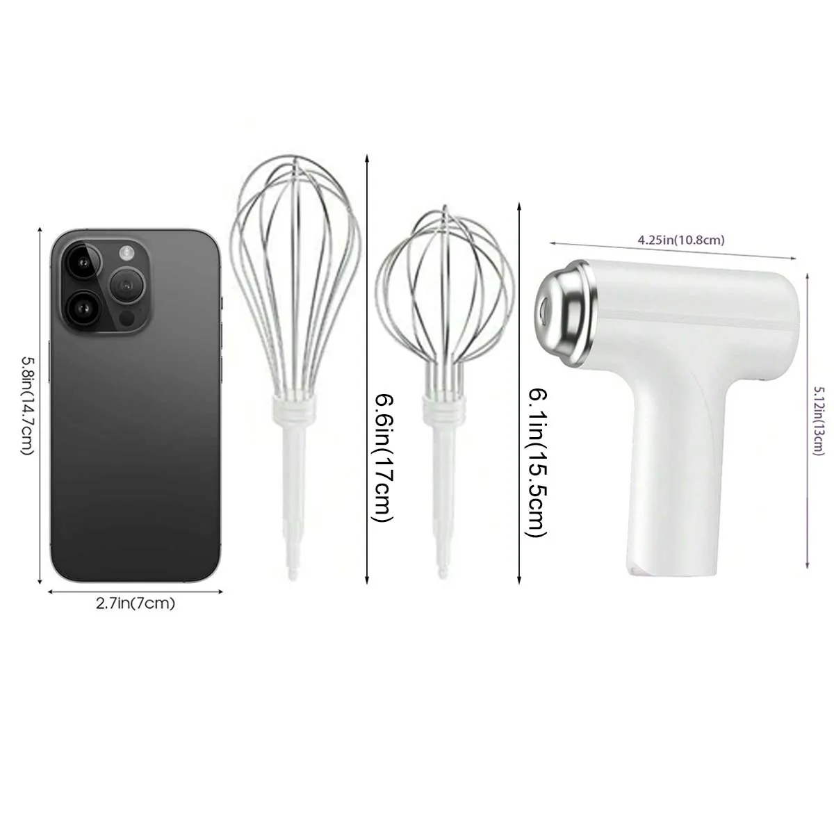 Electric Egg Beater Wireless Electric Food Mixer Handheld Mixer with 3 Speed Settings Baking Dough Cake Cream Milk Whisk thumbnail 3