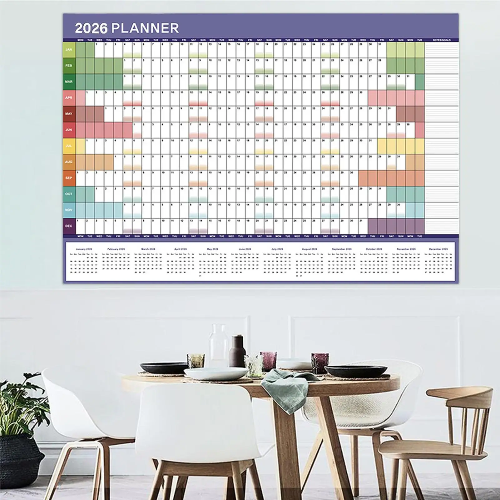 2026 2025 Wall Calendar Full Year Large Size Paper Cute Sticker Yearly Weekly Annual Planner Target List Home Office Supplies thumbnail 2