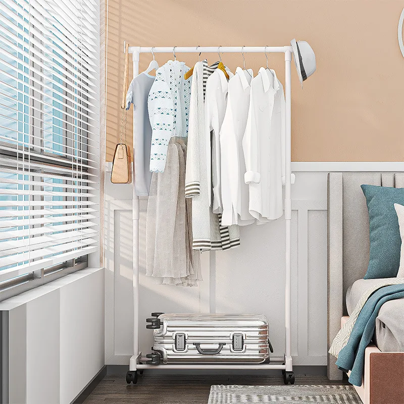 Home simple floor-standing clothes drying rack storage rack shoe and hat rack household coat rack multi-functional mobile balcon thumbnail 5