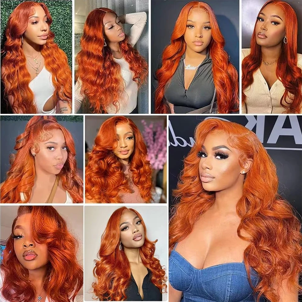 8-30" #350 Ginger Orange Body Wave 13X4 4x4 HD Lace Closure With Bundle Deep Water Virgin Human Hair Bundle With Closure Frontal thumbnail 6