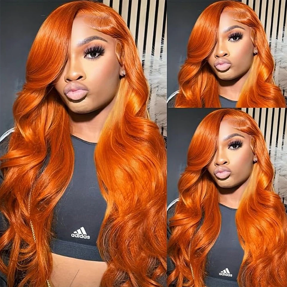 8-30" #350 Ginger Orange Body Wave 13X4 4x4 HD Lace Closure With Bundle Deep Water Virgin Human Hair Bundle With Closure Frontal thumbnail 5