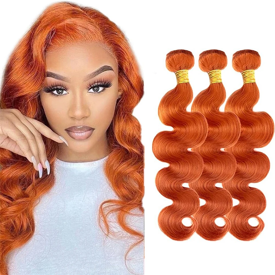 8-30" #350 Ginger Orange Body Wave 13X4 4x4 HD Lace Closure With Bundle Deep Water Virgin Human Hair Bundle With Closure Frontal thumbnail 3