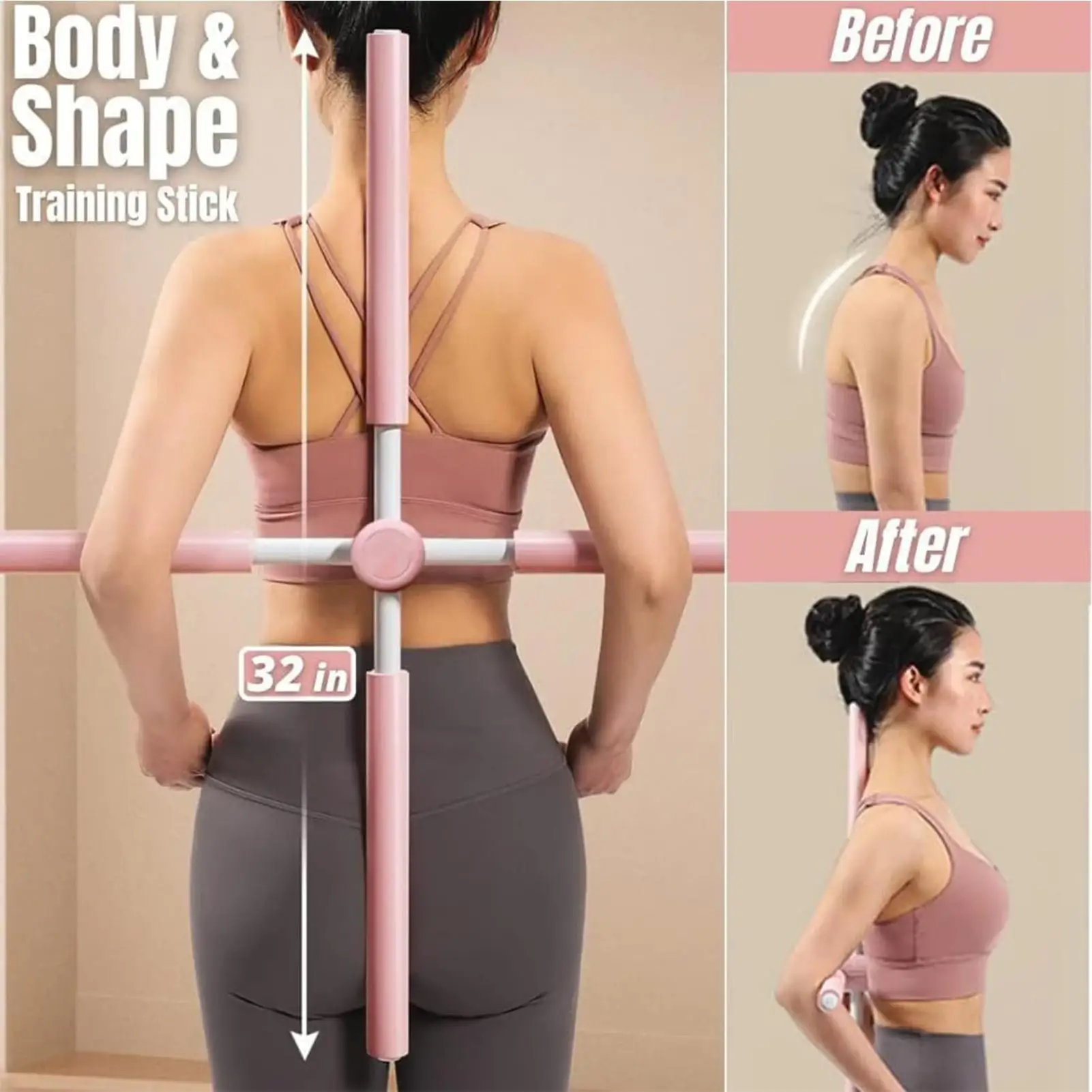 Cross Postures Correction Stick Yoga Bar Stretching Tool Stretch Mobility Pole Neck Hump Correction Tool Workout Gym Equipment thumbnail 6