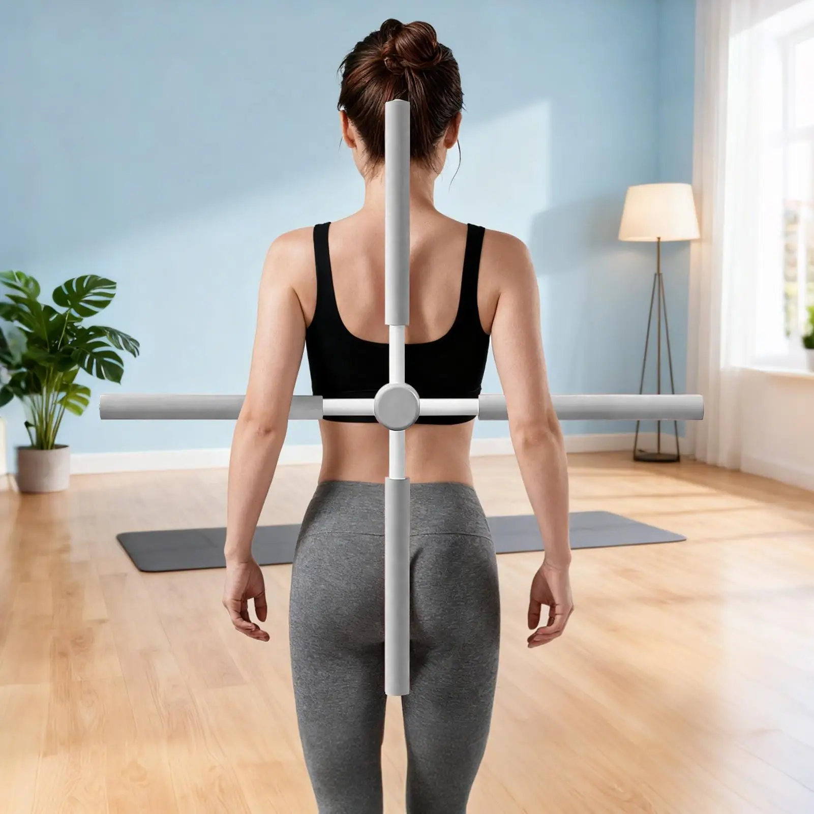 Cross Postures Correction Stick Yoga Bar Stretching Tool Stretch Mobility Pole Neck Hump Correction Tool Workout Gym Equipment thumbnail 3
