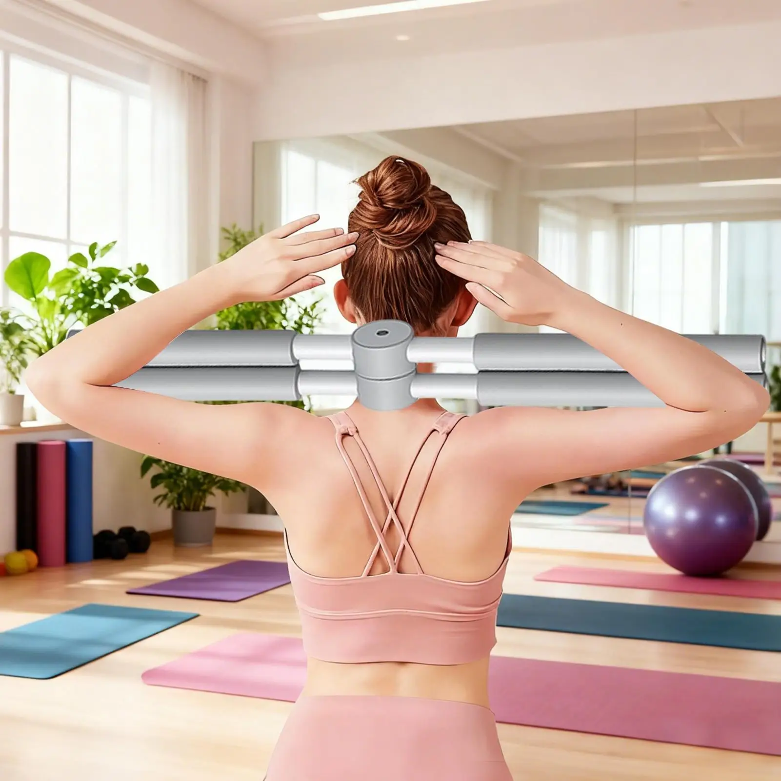 Cross Postures Correction Stick Yoga Bar Stretching Tool Stretch Mobility Pole Neck Hump Correction Tool Workout Gym Equipment thumbnail 4