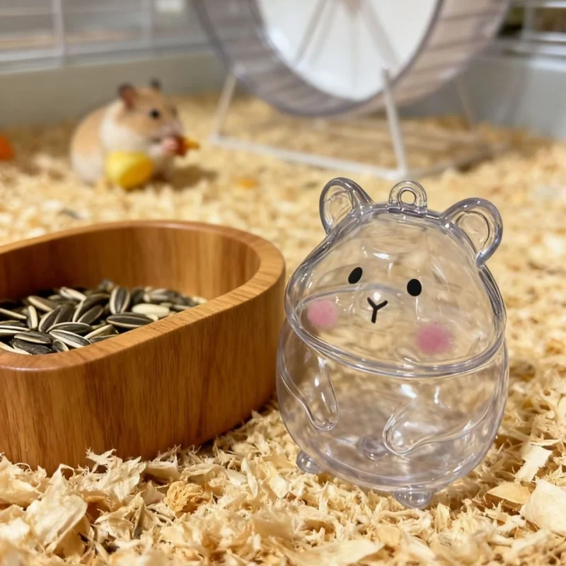 Hamster Fur Storage Keychain Cute Pet Shaped Transparent Hair Container Box Pendants Key Ring DIY Accessories Memorial Gifts thumbnail 3