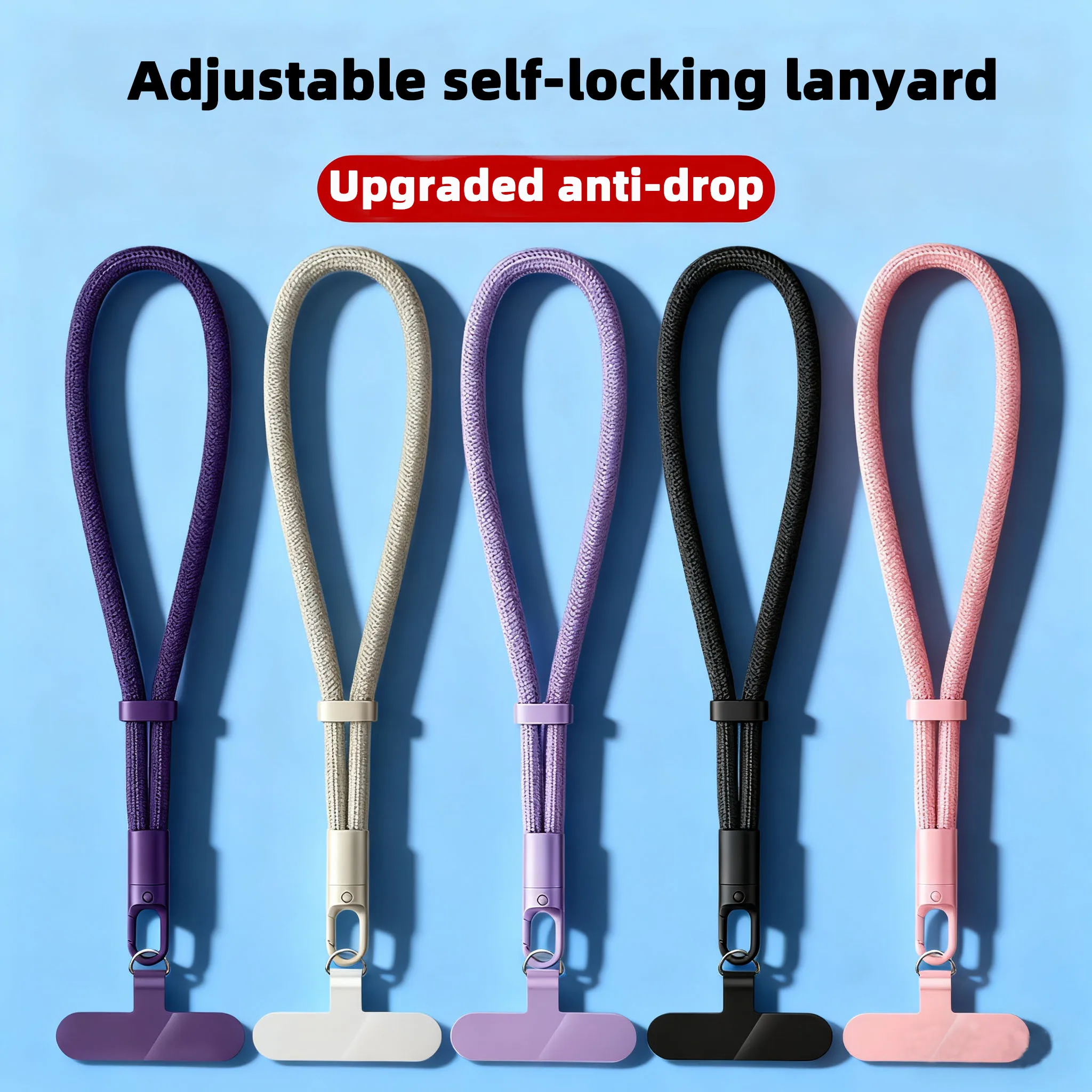 Universal Adjustable Mobile Phone Lanyard Short Wrist Strap with Self-locking Anti-drop Design Durable Polyester Phone Strap