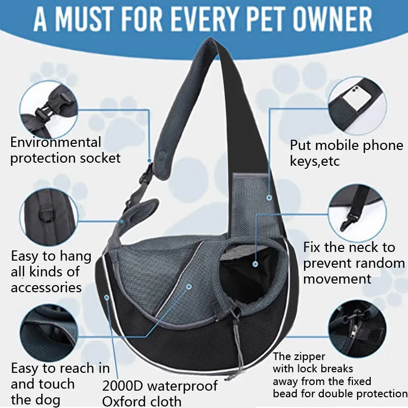 Oxford Pet Cat Dog Carrier Backpack Travel Single Shoulder Bag Breathable Mesh Travel Crossbody Bag for Small Dogs Puppy thumbnail 4
