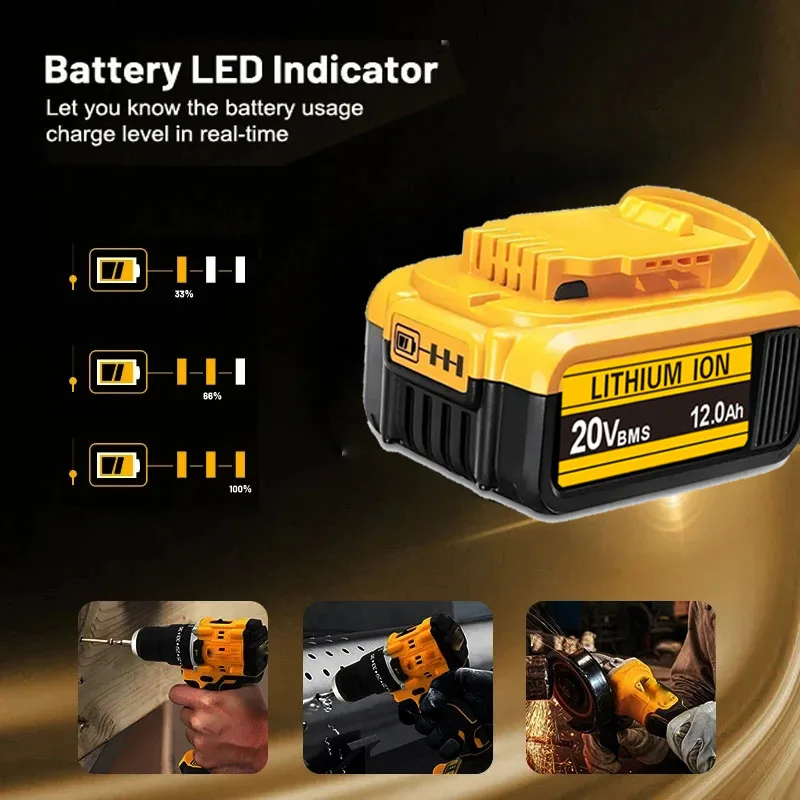 .Original for DEWALT 20v/60V battery DCB606 DCB609 DCB182 DCB205 DCB206 DCB209 power tool 18V battery 6AH 9AH battery. thumbnail 2