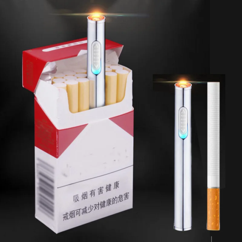 Outdoor Mini Windproof Tungsten Wire Ignition USB Lighter Compact and Portable Button Silent Ignition Electric Lighters Smoking