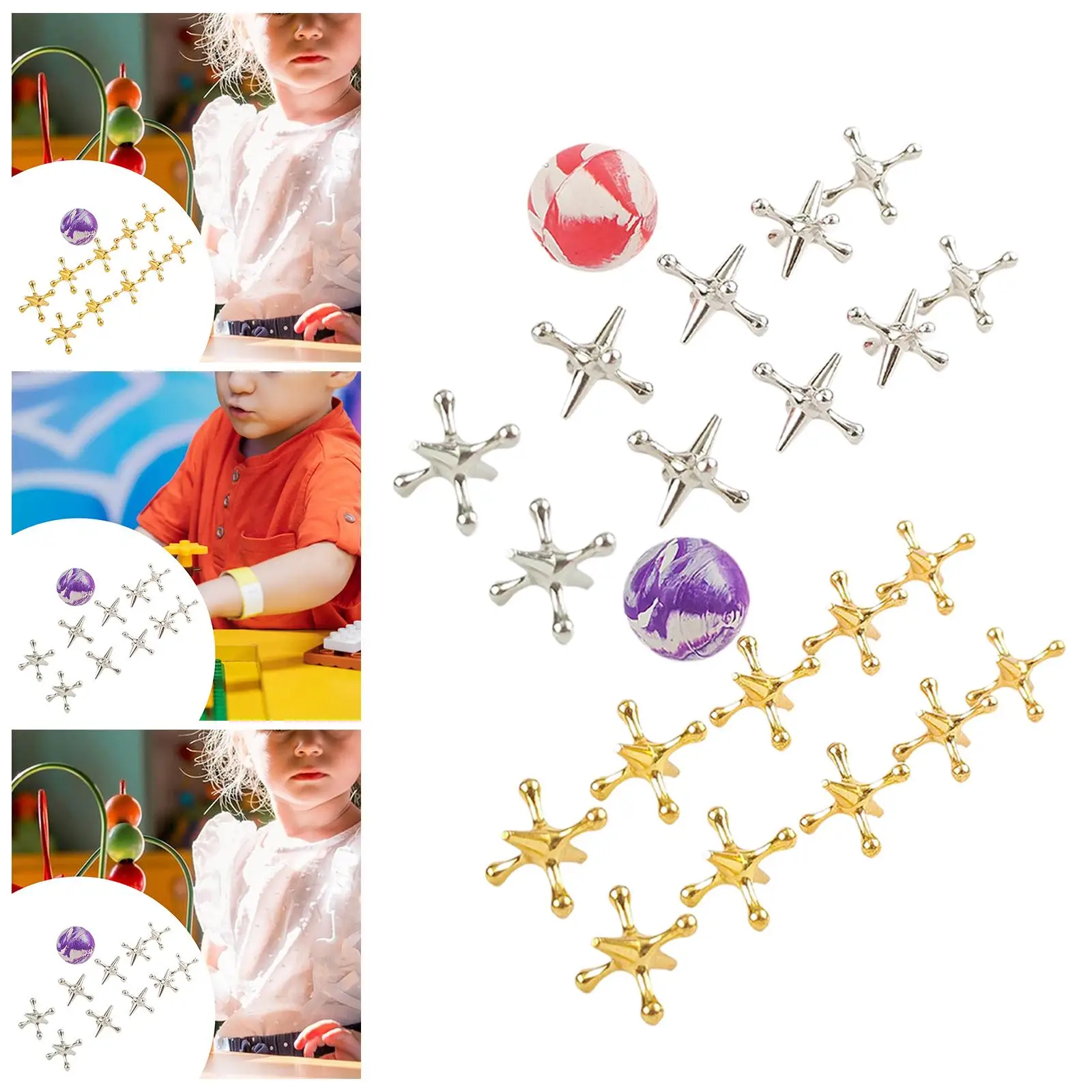 10x Jacks Games Funny with Bouncy Ball Board Games for Kids for Adults Family Game Night 7-14 Years Old Party Favors Gift