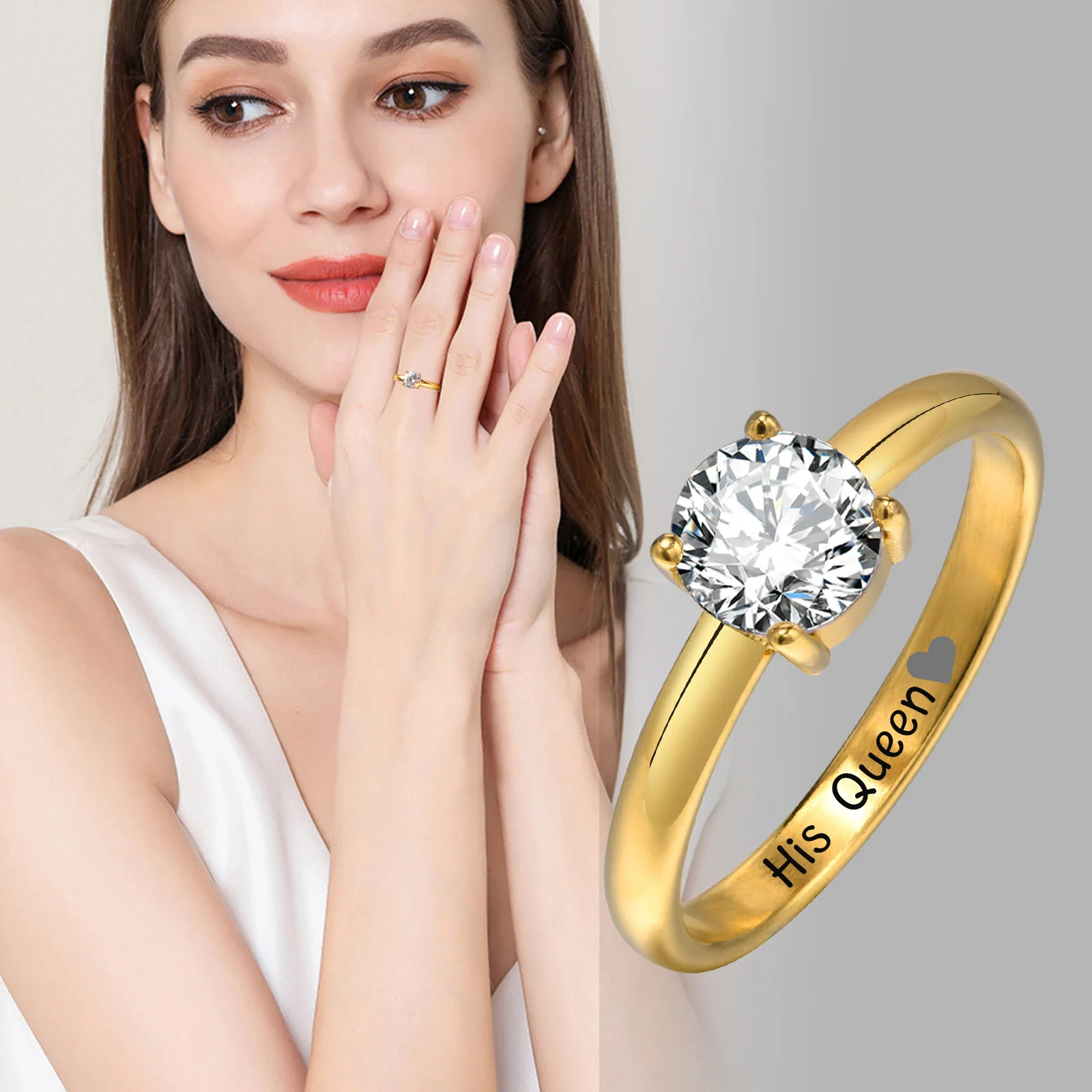 Custom Couple Rings Gift with Card Women Men PVD Plated Gold Name Rings Love Wedding Bands Personalized Name Ring Wedding Gifts thumbnail 4
