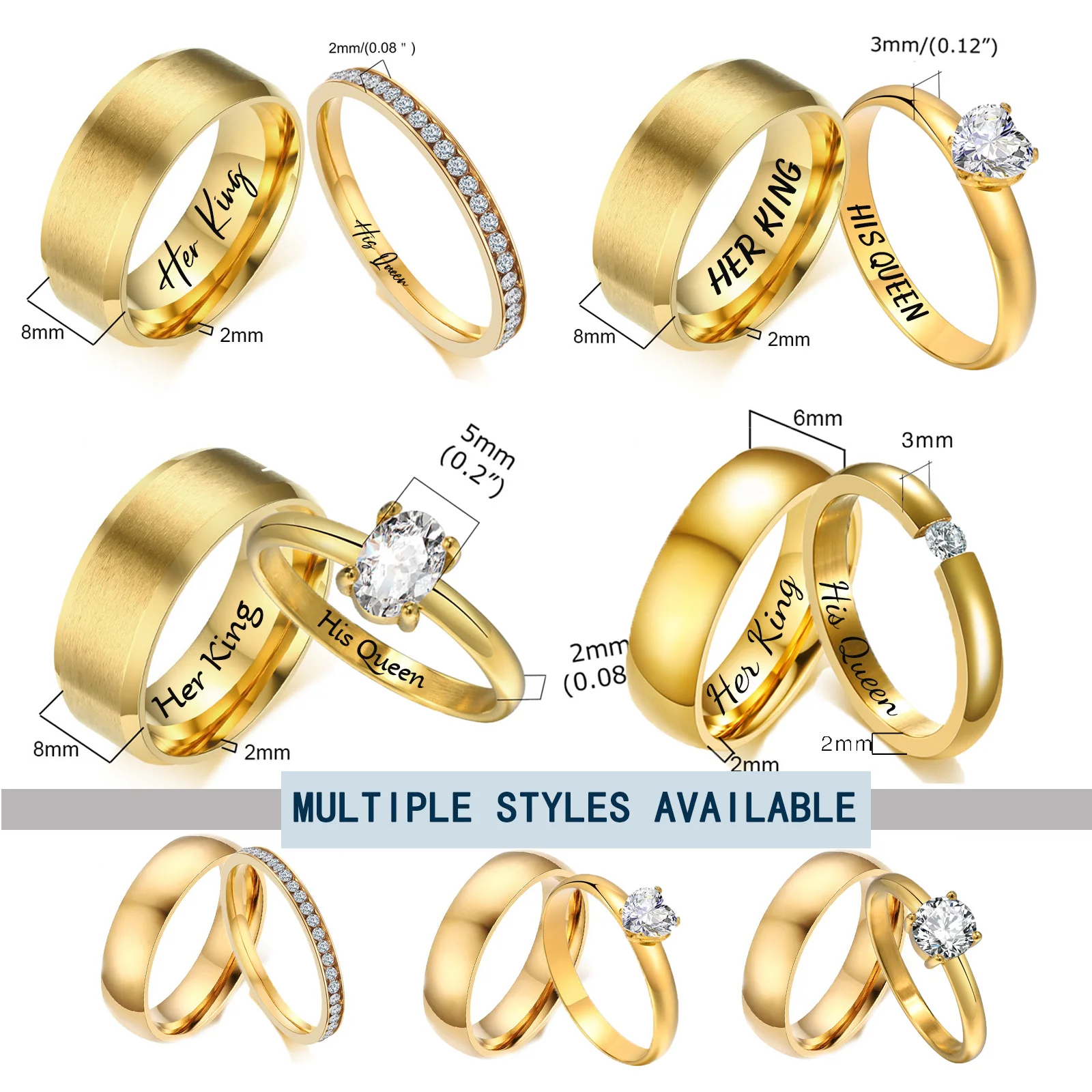 Custom Couple Rings Gift with Card Women Men PVD Plated Gold Name Rings Love Wedding Bands Personalized Name Ring Wedding Gifts thumbnail 5