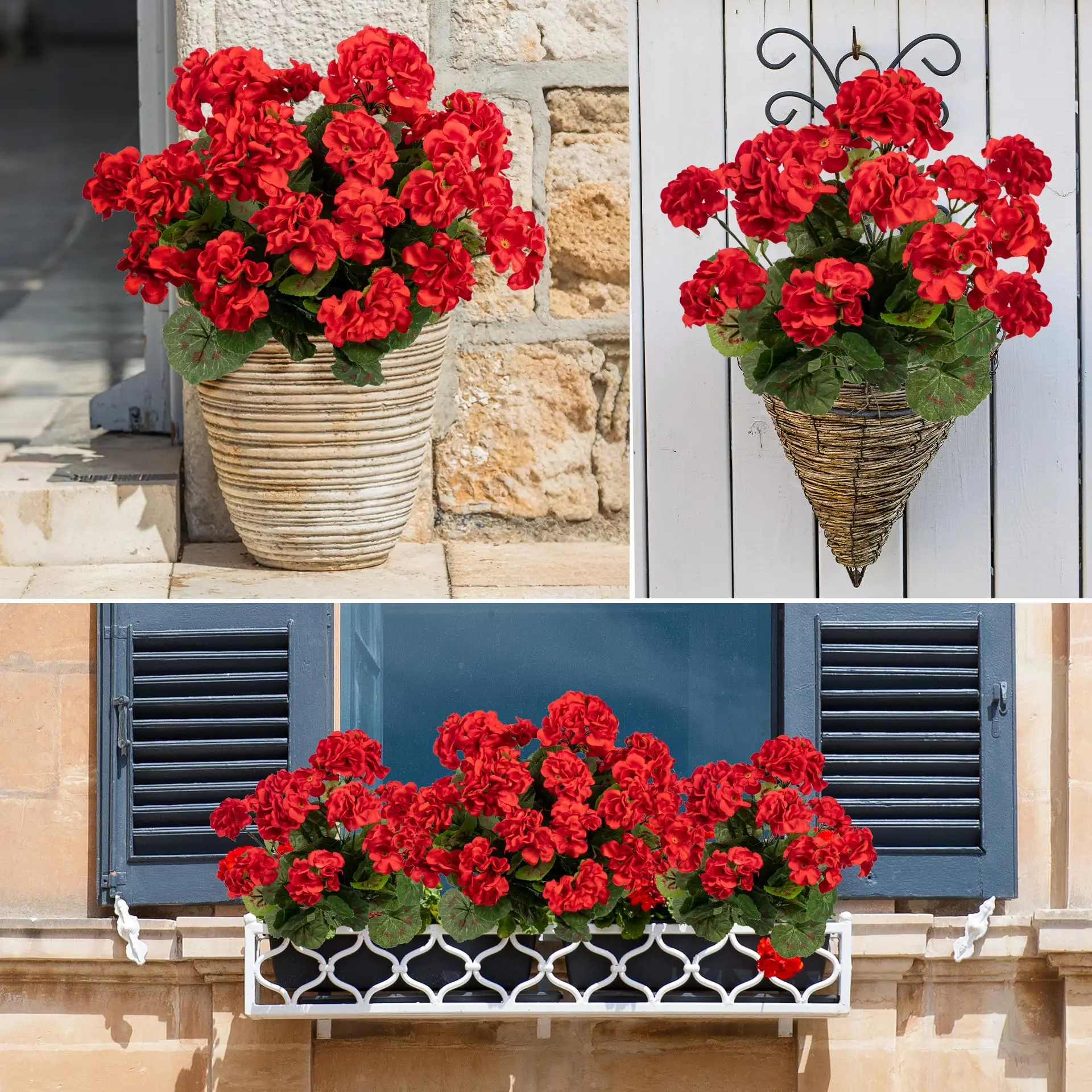 2pcs Artificial Flowers Faux Geranium UV Resistant Fake Silk Flower for Planter Outdoor Garden Patio Decor Home Table Decoration thumbnail 5