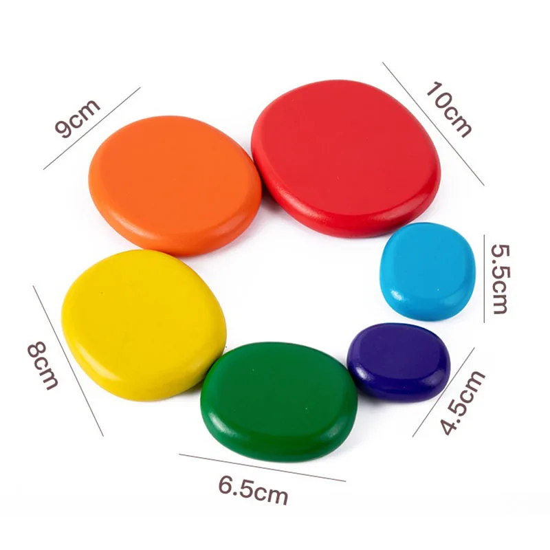 6/10/12/20pcs Rainbow Pebbles Wooden Blocks Toy Kids Educational Toys for Children Hand-eye Coordination Training Balance Game thumbnail 6